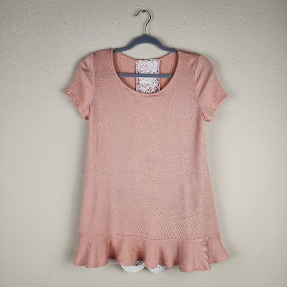 Twenty Second pink shirt with white lace back size S - Picture 1 of 6